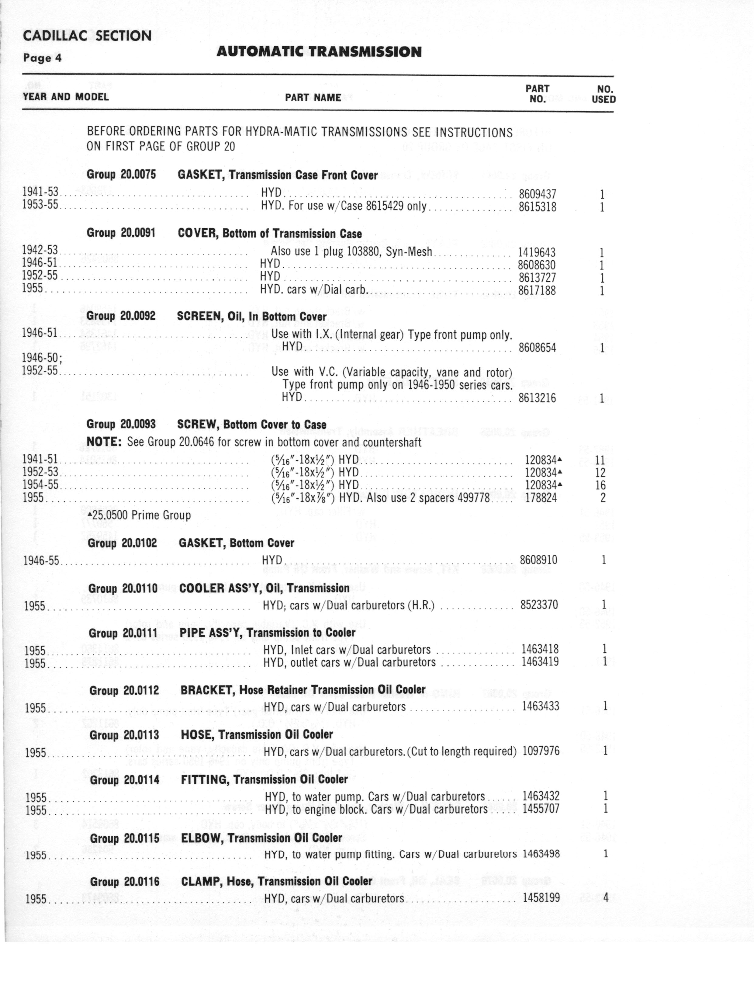 A3010 Automatic Transmission Parts Catalog HydraMatic, PowerGlide